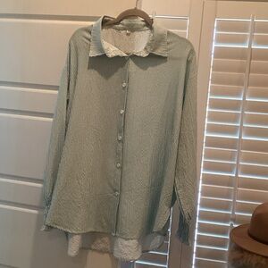 Amazon Green Striped Blouse